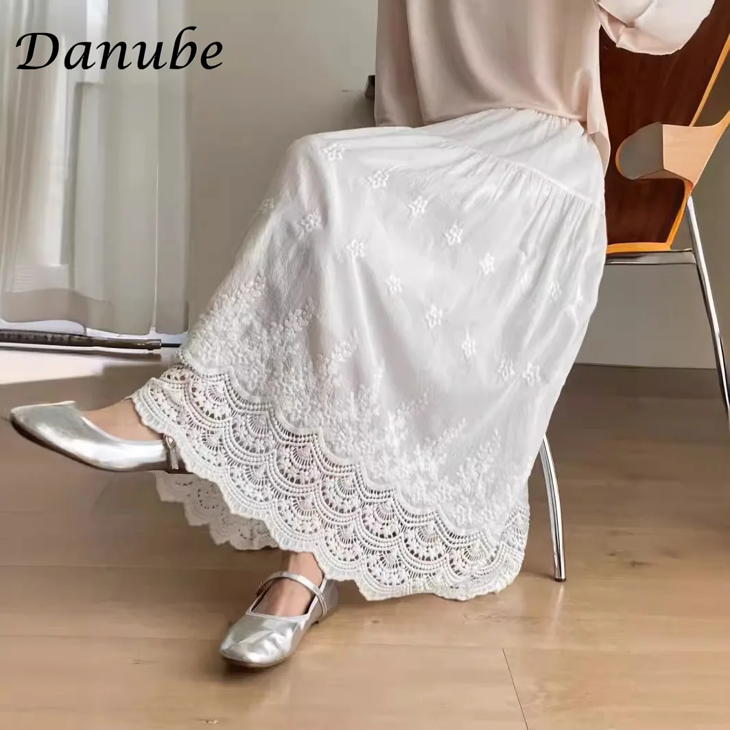 Юбка Женская длинная из хлопка и льна винтажная свободная плиссированная