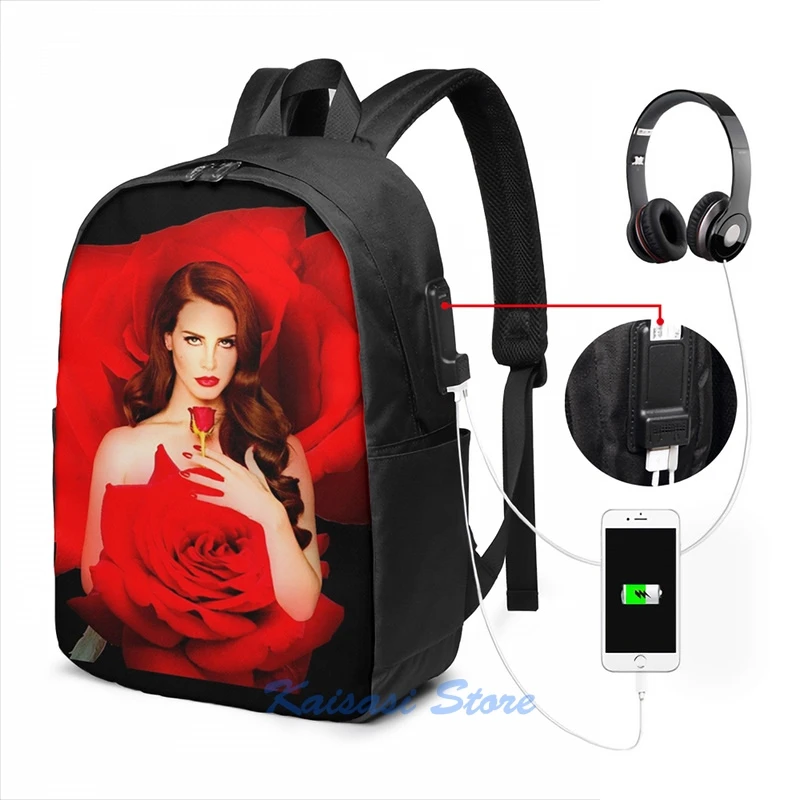 Lana Del Rey - Сумка для школы USB зарядка с наиболее экзотическими цветами для мужчин и женщин на путешествие с ноутбуком.