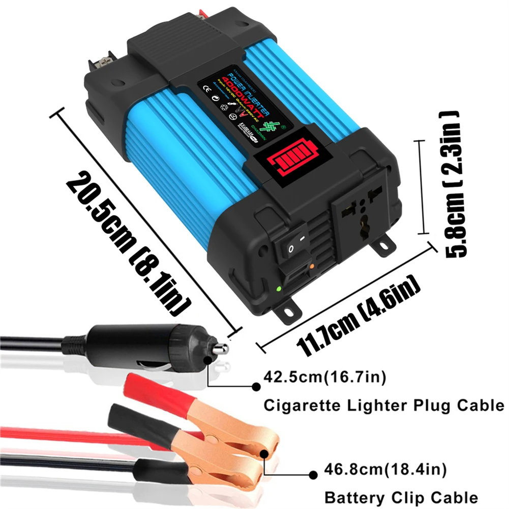 

4000/6000W Car Power Inverter 12V To 110/220V LED Voltage Capacity Display Transformer Converter Dual USB Inverter Car Appliance