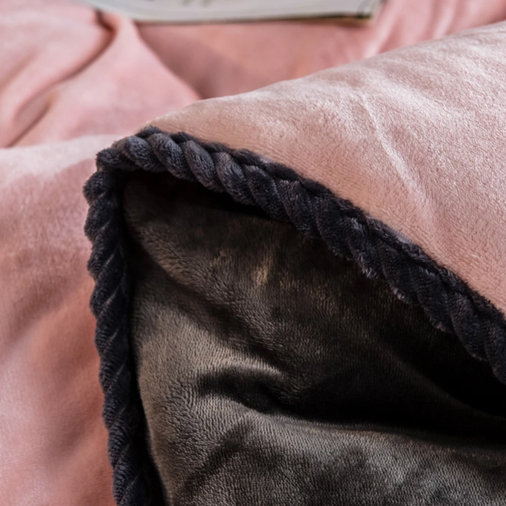 Домашний текстиль серый розовый Кристальный бархат коралловый флис зимний