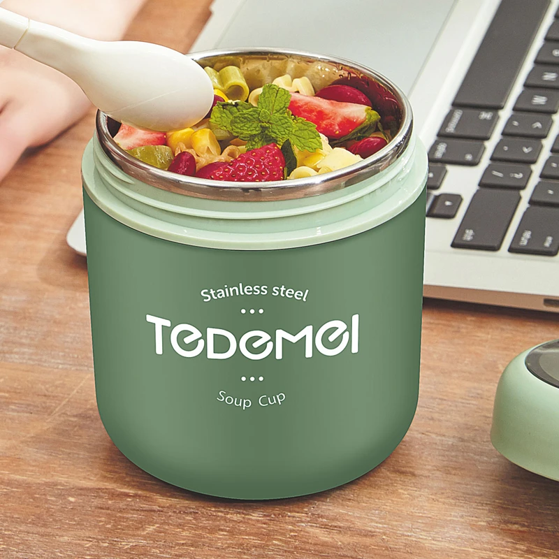 

Mini Thermal Lunch Box 530ML Stainless Steel Food Container With Spoon Breakfast Cup Soup Cup Insulated Bento Lunch Box