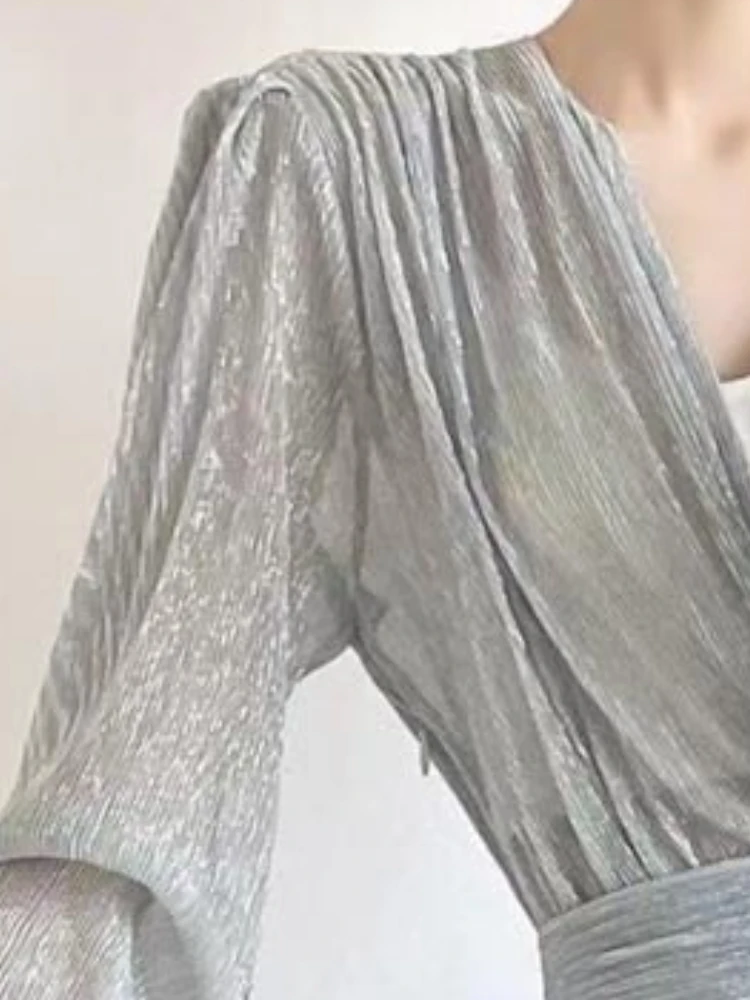 

2023 Spring and Summer New Women Sexy Transparent Silver Mini Dress