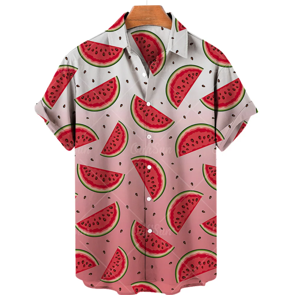 

unisex Fashion Hawaiian Men's Shirt for men clothing Fruit Print Lapel Short Sleeve Street Style Summer Fashion oversized tops