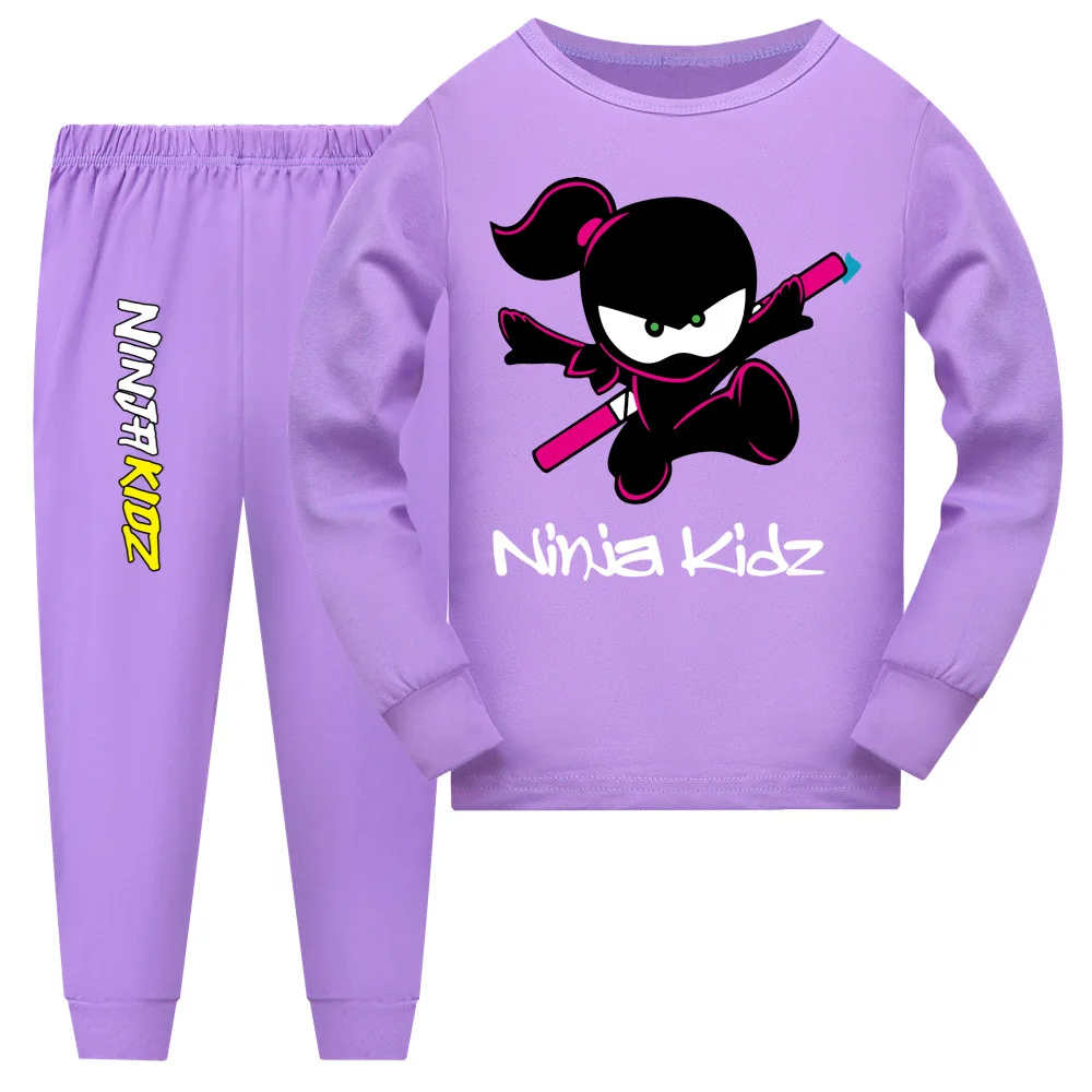 

New Baby Girls Tracksuit NINJA KIDZ Kids Pajama Set Polyester Child Clothes Teenage Boy Long Sleeve T Shirt Pants Suit Sleepwear