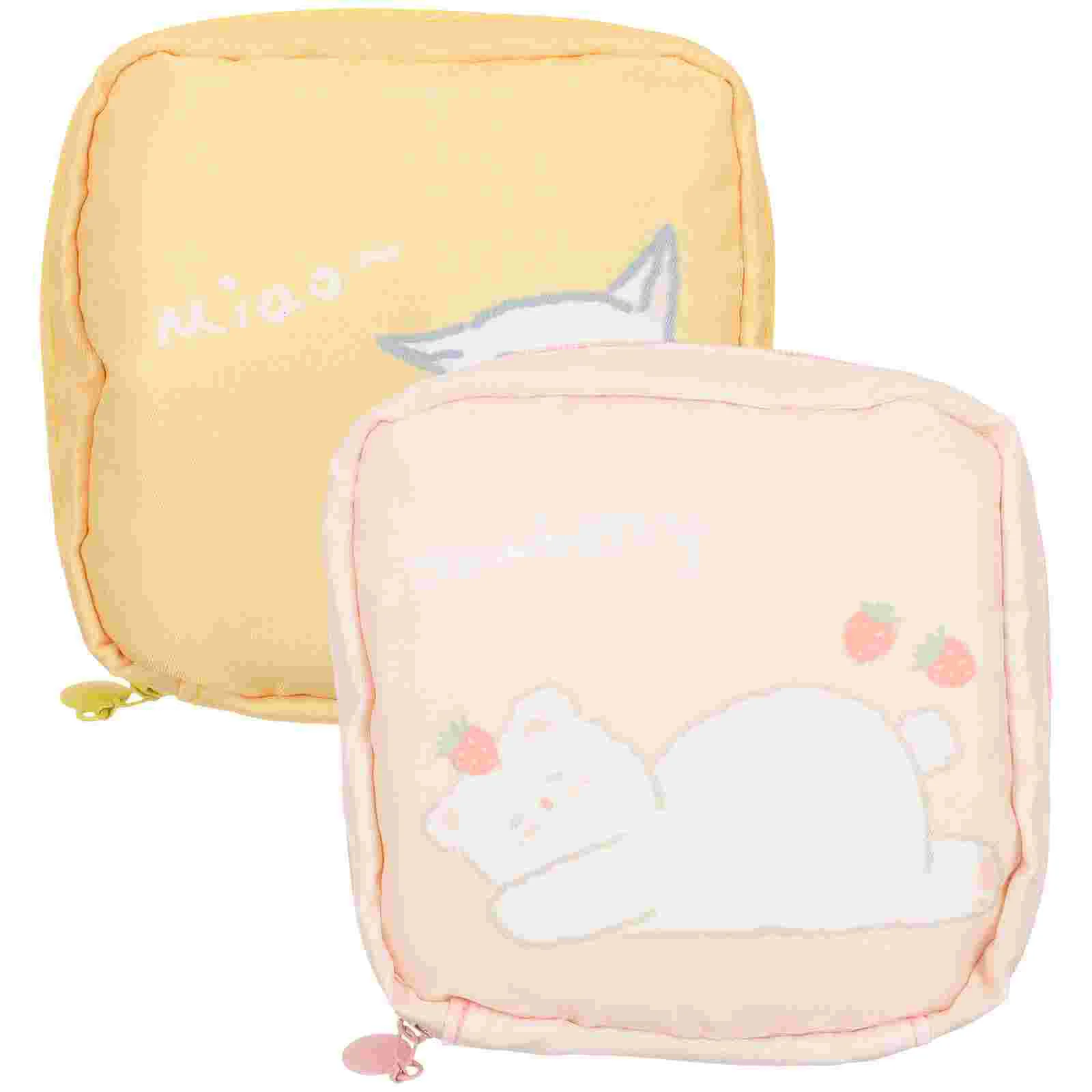 

2 Pcs Sanitary Pads Pouch Tote Purse Organizer Insert Sanitary Pad Pouch Outdoor Decor Aunt Towel Portable Period Bag