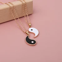 1 pair tai chi paired pendant couple necklaces for lovers best friends yin yang long gold chain necklace fashion jewelry gifts
