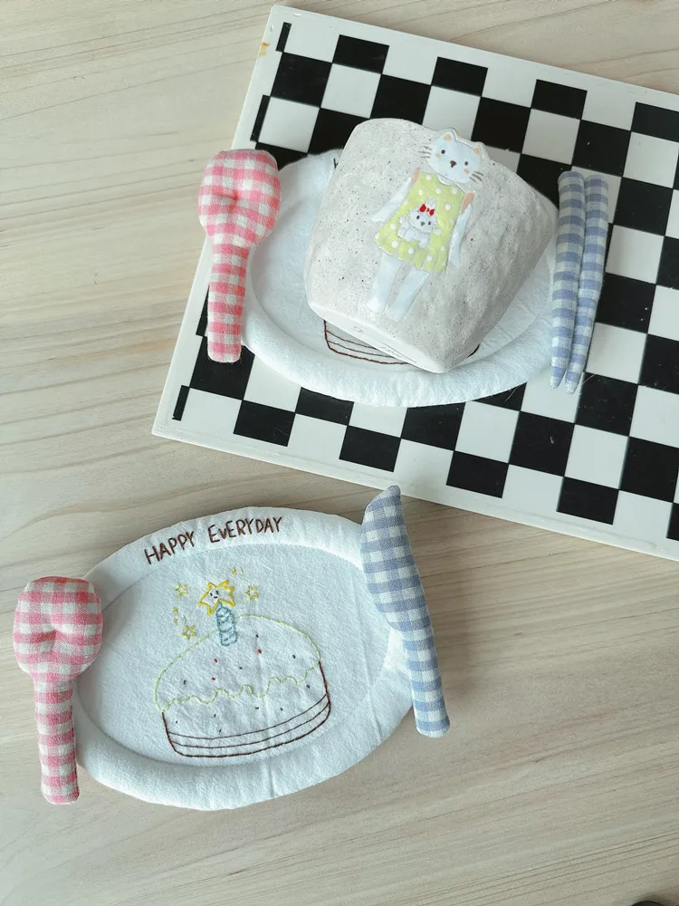 Ciciglobuy Design Embroidery Coaster Cute Ins Small Creative Handmade Fabric |
