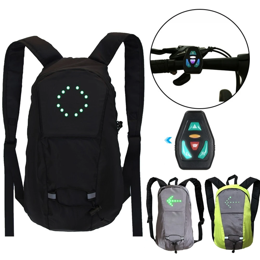 

Cycling MTB Bag Safety LED Turn Signal Light Wireless Remote Control Bicycle Night Riding Running Camping Warning Backpacks