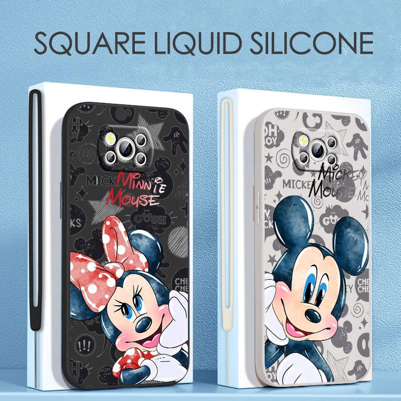 

Disney Mickey Cool For Xiaomi POCO C50 C40 X4 M5S F4 M4 X3 F3 M3 C3 Pro GT NFC 4G 5G Liquid Rope Silicone Phone Case
