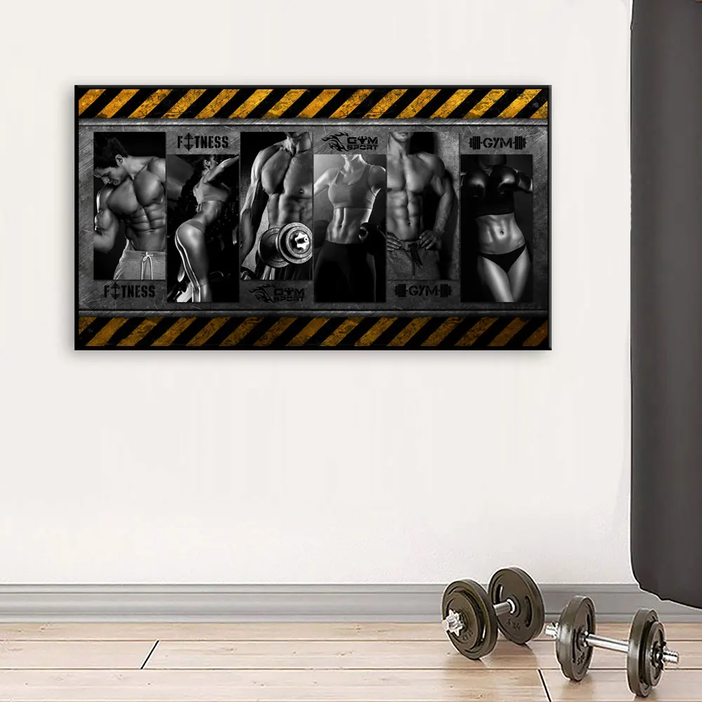 Мужские и женские мужские Плакаты для бодибилдинга печать на холсте настенное