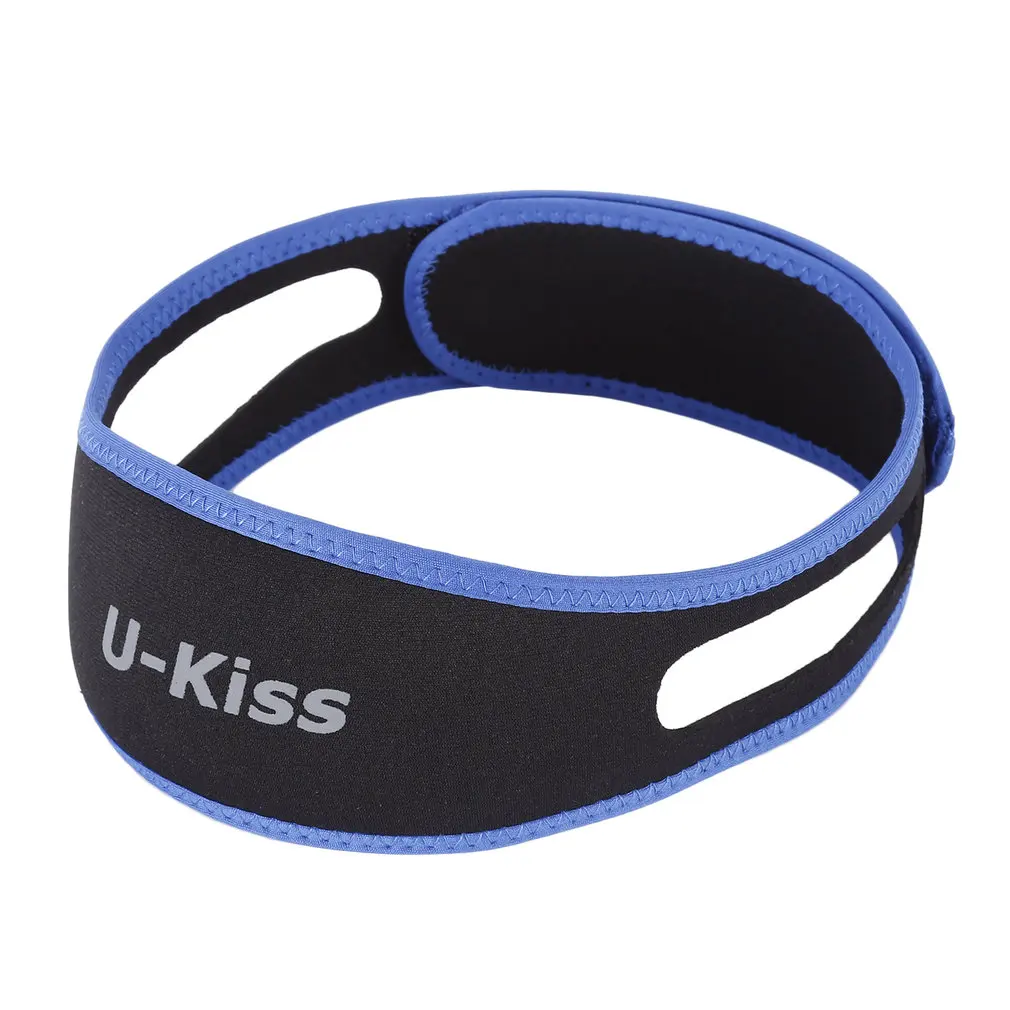 

U-Kiss Anti Snoring Snore Stopper Chin Jaw Strap Supporter Sleep Improving Belt Brace Adjustable Black & Blue Soft Material