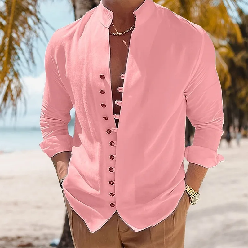 

Новинка 2023, Мужская футболка из хлопка и льна с длинным рукавом, осенняя модная красивая Мужская футболка рубашки, Повседневная Блузка 3XL