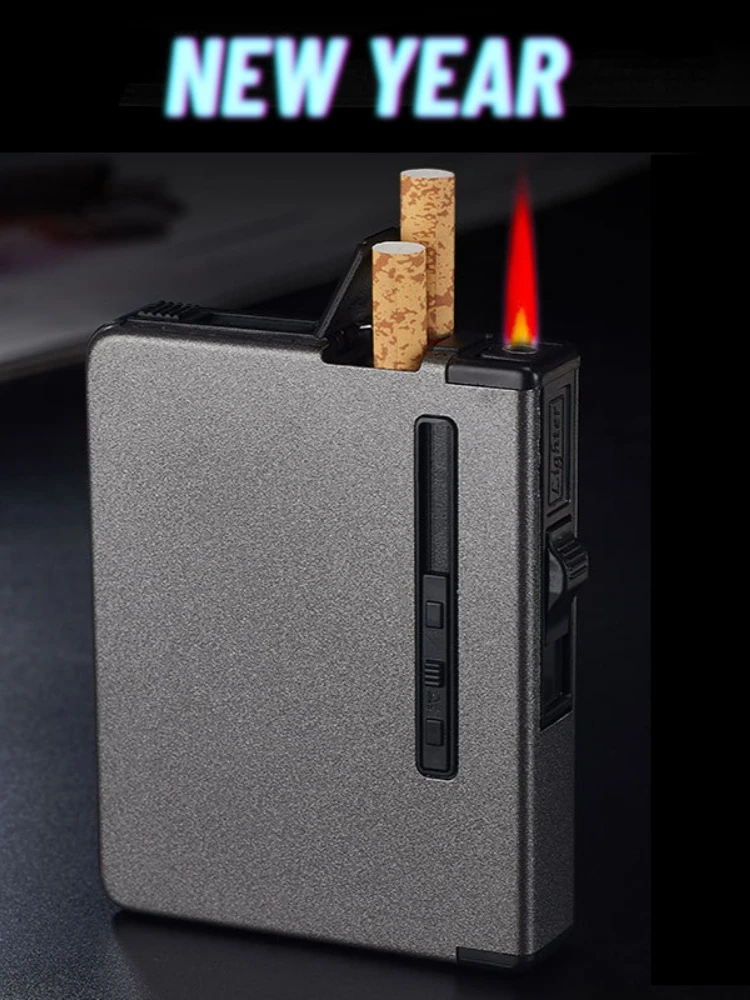 The new multi-function inflatable cigarette lighter can hold 12 cigarettes in one cigarette case, and the cigarette lighter gift