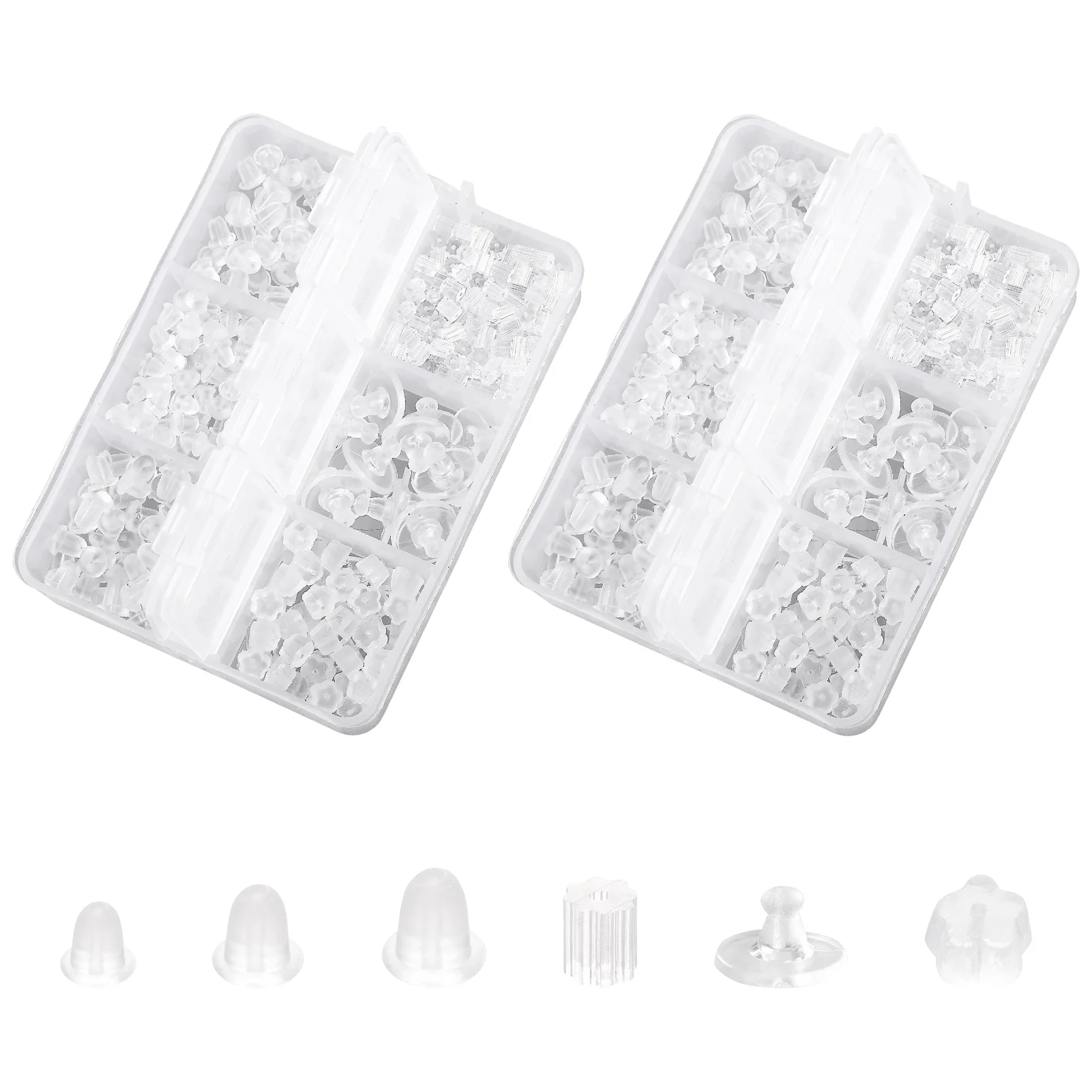 

1200pcs/2boxes For Studs DIY Droopy Ears Women Girls Clear Silicone Reusable Accessories Anti Drop Earring Backs Set Gift Safety