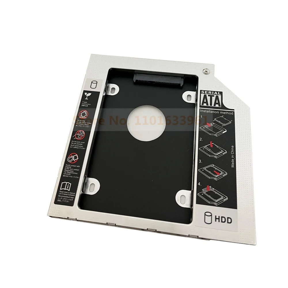 Фото Алюминиевый 9,0 мм SATA 2-й жесткий диск HDD SSD оптический отсек Caddy рамка кронштейн для Packard Bell EasyNote TE69BM TE69KB №5