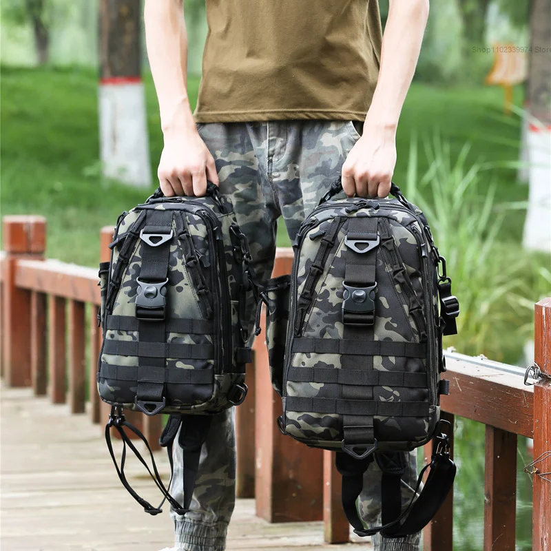 Multifunction Outdoor Hiking Fishing Bag Camouflage Military Fan Tactical Backpack Men Women Camping Travel Riding Chest Bags