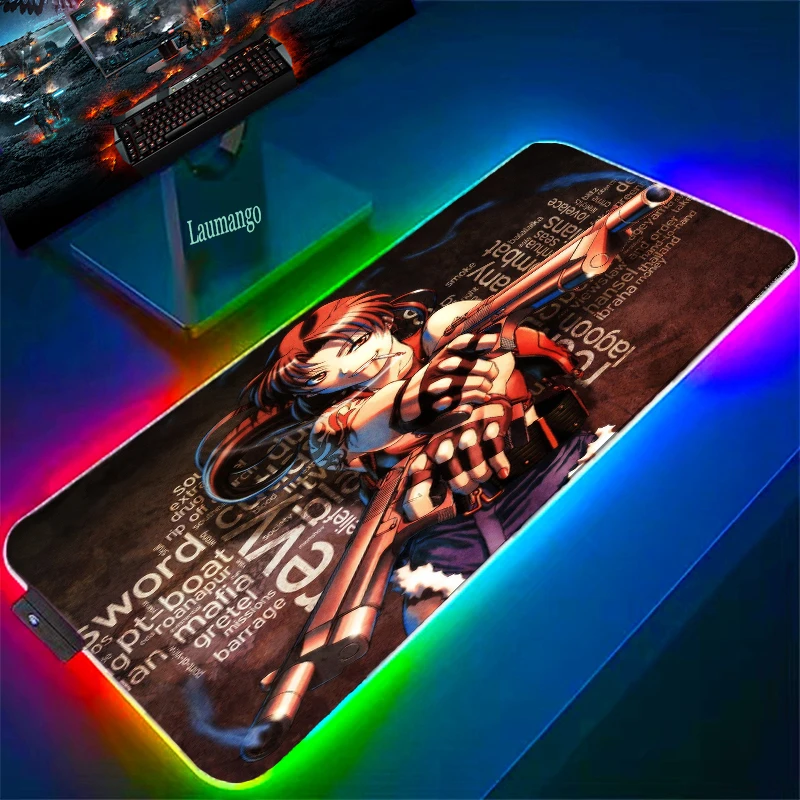 

Pc Gamer Black Lagoon Xxl Gaming Mouse Pad Anime Accessories Large Mousepad Rgb Desk Protector Backlight Carpet Mause Big Laptop