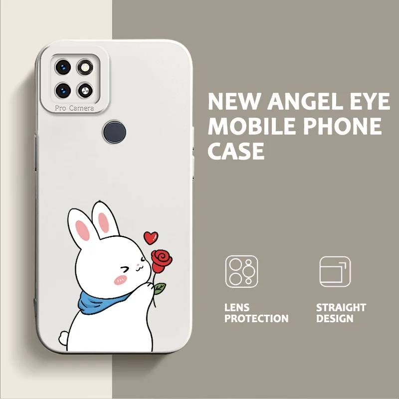 Angel Eyes Case for OPPO A15 A15s A35 2021 A12E A16 A16K A31 A8 A5 Realme C1 2018 Flower Heart Rabbit Phone Case