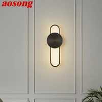 AOSONG Modern Interior Brass Wall Lamp LED 3 Colors Black Copper Sconce Lighting Classic Decor for House Live Bedroom
