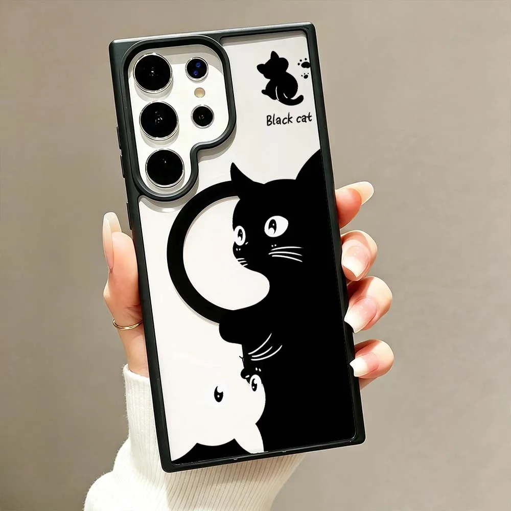 Чехол для телефона с рисунком котенка для Samsung Galaxy S26 S25 S24 S23 FE Plus Ultra, магнитный чехол Magsafe с беспроводной зарядкой (art.: 3920dc8a29d4d) - 3920dc8a29d4d