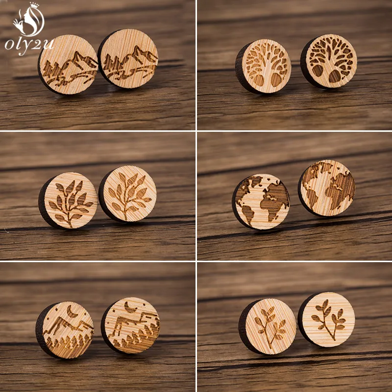 Этнические богемные маленькие деревянные серьги модные ювелирные изделия