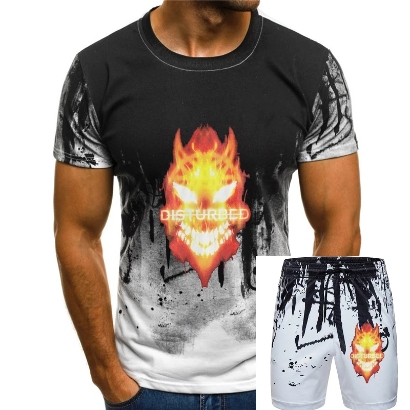 

Disturbed Men'S Flaming Guy T-Shirt Black Fitness Tee Shirt