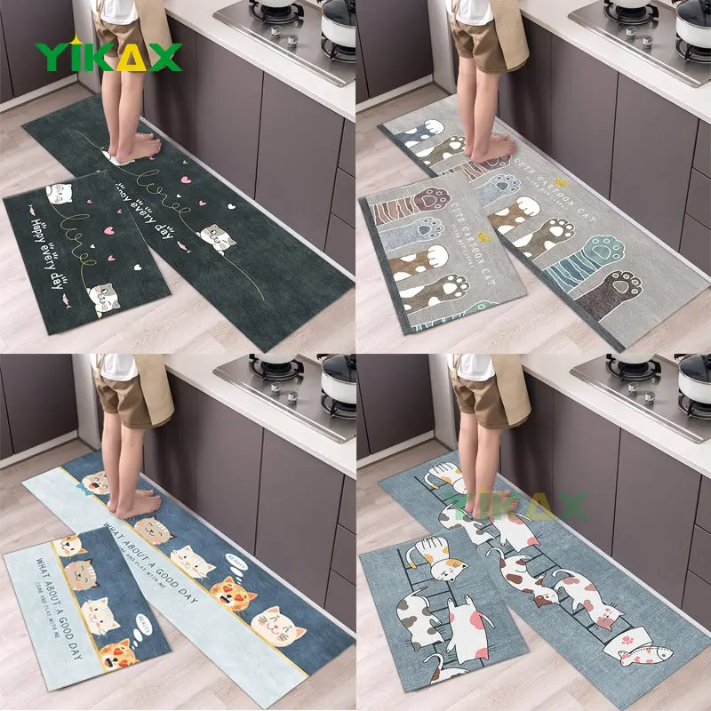 

Ковер кухонный моющийся нескользящий с рисунком мультяшного кота