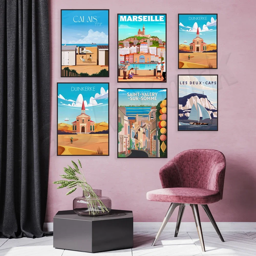 Boulogne-sur-Mer Mont Suomi-sur-Mer Saint-Valery-sur-Somme La Rochelle Wimereux Beach Марсель Graveline дорожный постер