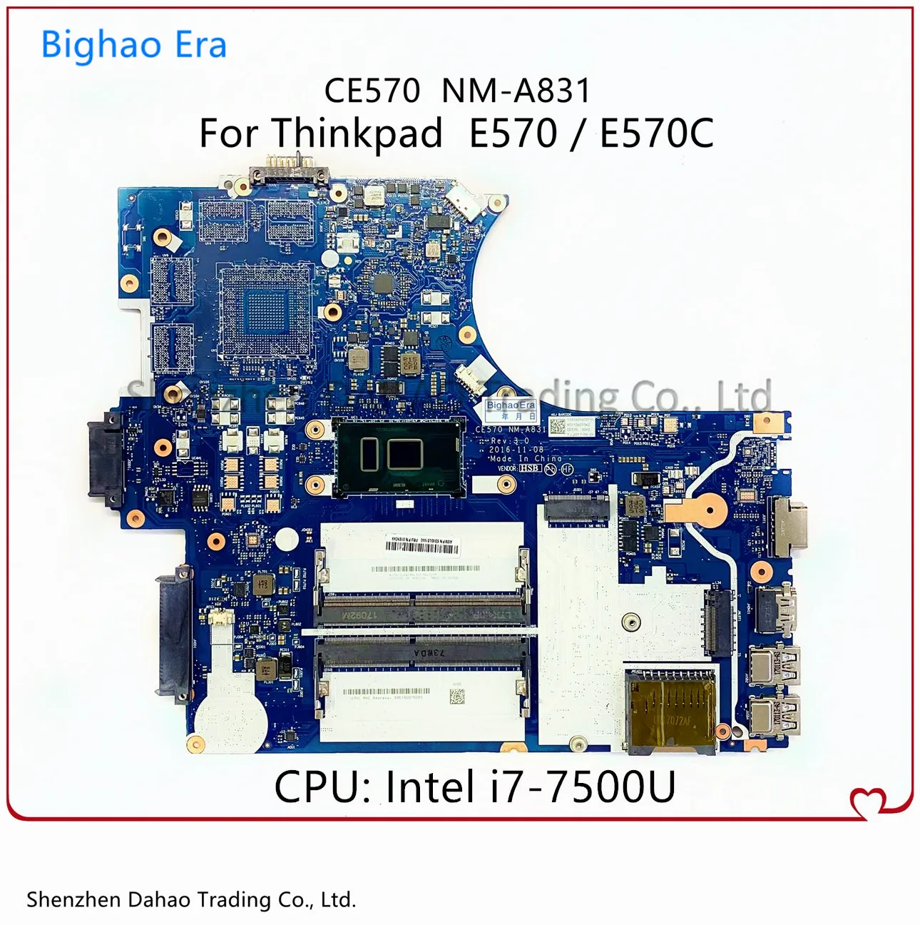 

Материнская плата CE570 для ноутбука Lenovo Thinkpad E570 E570C, материнская плата для ноутбука с зеркальным процессором DDR4 FRU: 01EP403 100%, полностью протести...