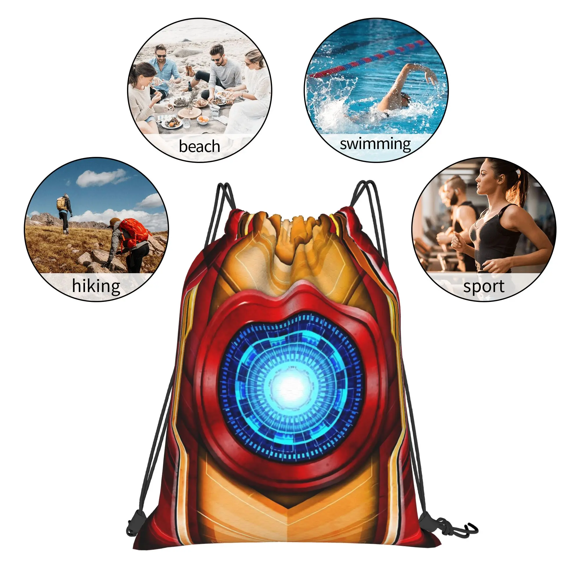 Фото 1 шт. Сумка-рюкзак с принтом Iron Man Arc Reactor, унисекс, для хранения вещей, дорожная сумка для подростков №4