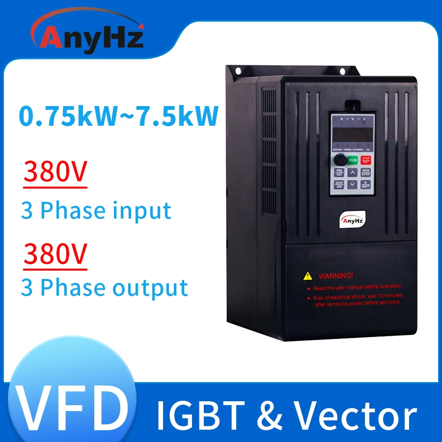

AC Drive VFD Inverter 0.75kW,1.5kW,2.2kW 380V 3 Phase Input Variable Speed Drive Converter Built-in IGBT Vector Control