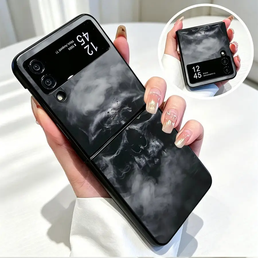 Фото Чехол для телефона Samsung Galaxy Z Flip 8 Z Flip 7 6 5 4 Z Flip6 ZFlip8 Z Flip4 Z Flip5 ZFlip7 FE с силуэтом черепа №4