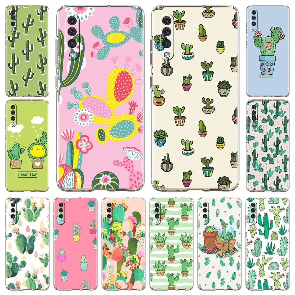 

Cute Cactus Phone Case For Samsung Galaxy A50 A70 A20 A30 A40 A20E A10 A10S A20S A02S A12 A22 A32 A52 A72 Silicone Clear Cover