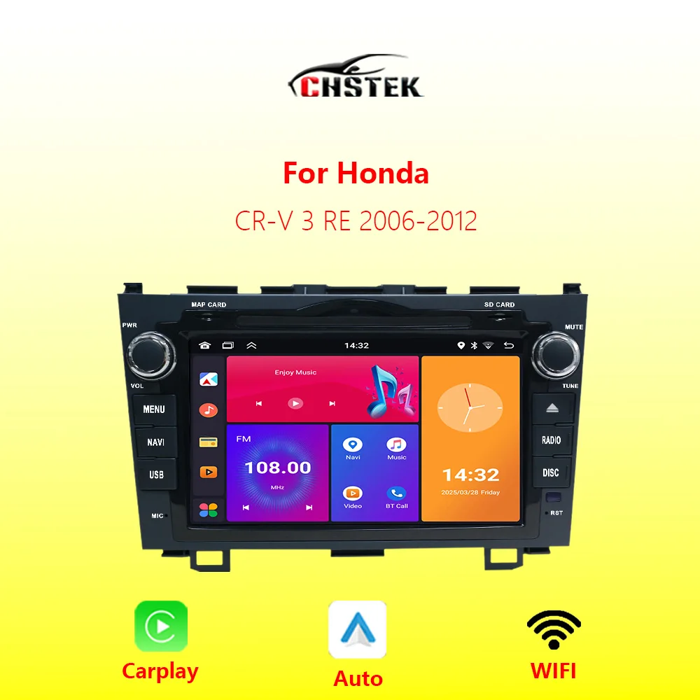 Фото Автомобильный радиоприемник Carplay GPS для Honda CR-V 3 RE CRV 2006-2012 Android Auto Мультимедийная стереонавигация Bluetooth WIFI плеер CHSTEK №1