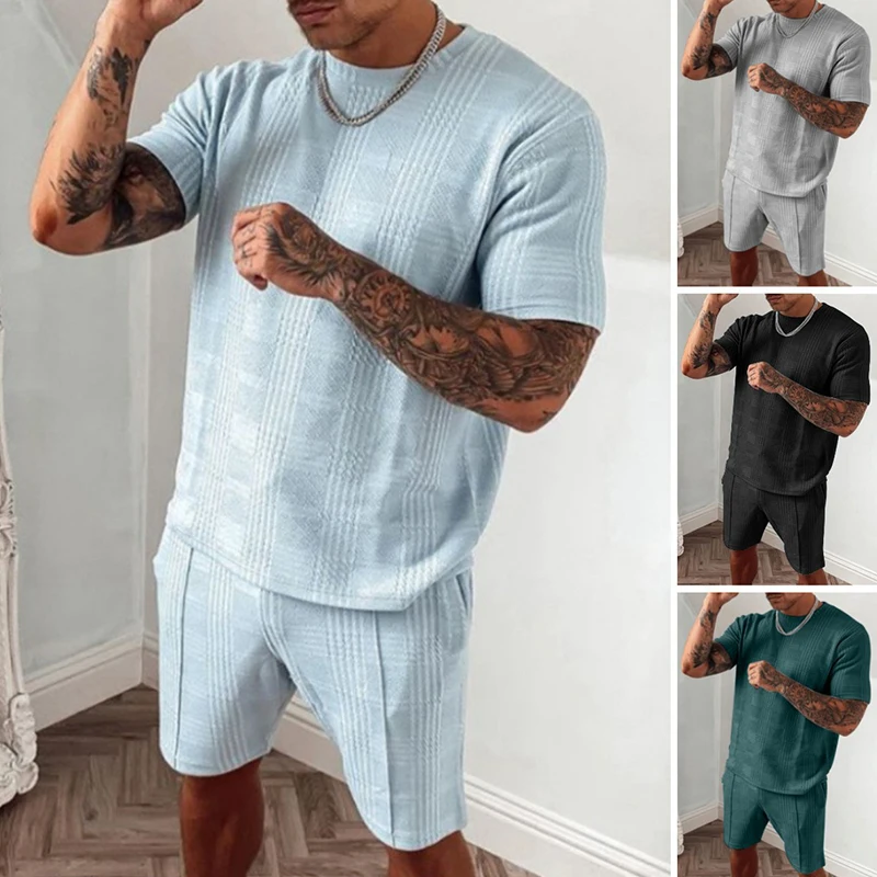

Summer New Men's European And American Sports Suits Short-Sleeved Shorts Two-Piece Trend Casual Suit Men