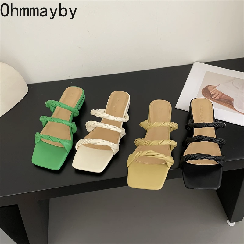

2022 New Design Women's Shoes Low Heel Summer Slipper Open Toe Slippers Ladies Outdoor Beach Vacation Slides