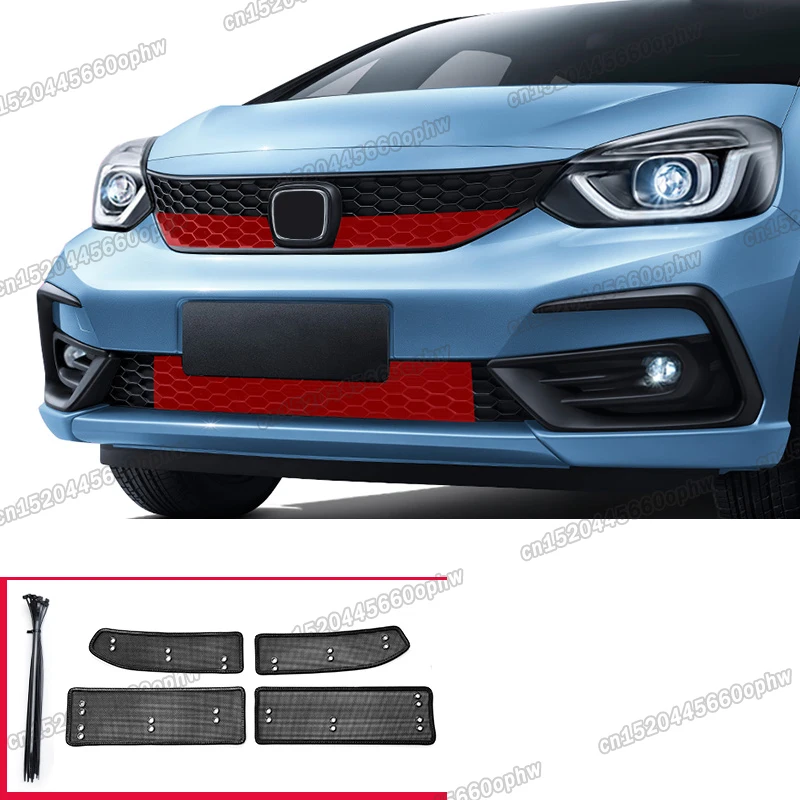 

steel car front grille anti-insect net for honda fit 2020 2021 2022 cross sport trims protector jazz accessories mess protector