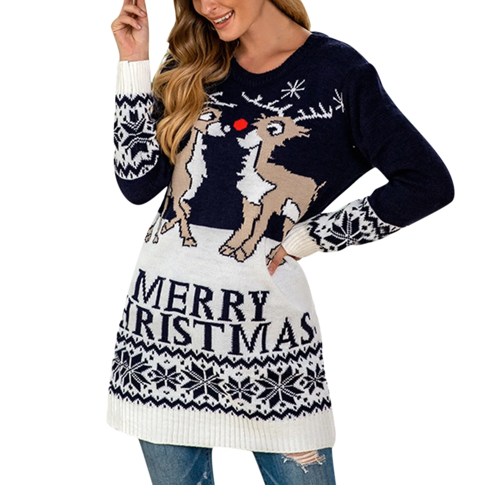 

Новинка осенне-зимняя женская одежда Рождественский свитер с оленями женский пуловер свитер тяжелые толстовки для мужчин