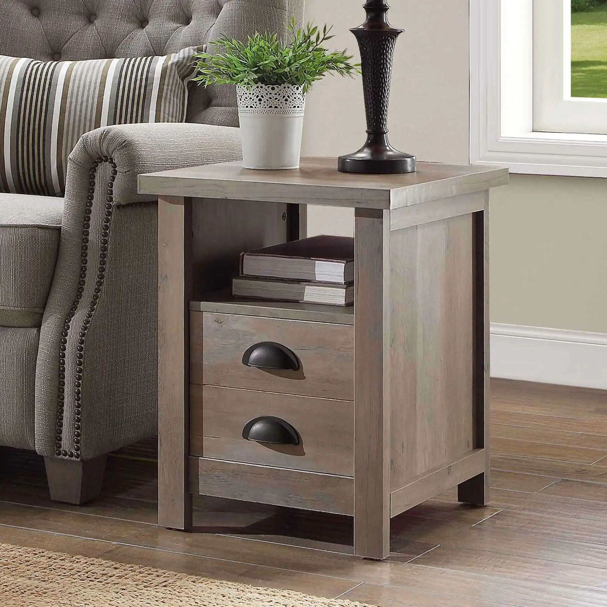 

Homes and Gardens Granary Modern Farmhouse End Table, Rustic Gray