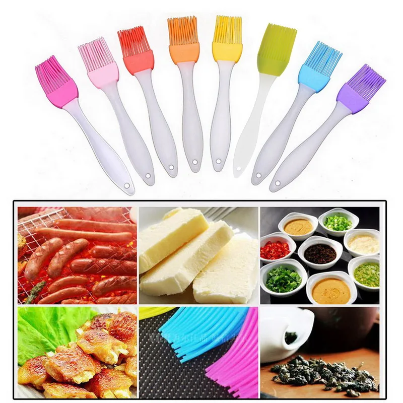 

Red Yellow Silicone Grill Brush Bread Chef Brush Pastry Oil Cooking Smear BBQ Brush Tool Seasoning Brush Baking Pan Oil Brush