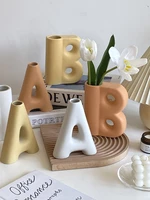 ins style creative alphabet ceramic vase dried flowers decoration with vase modern minimalist decor nordic style home decor gift