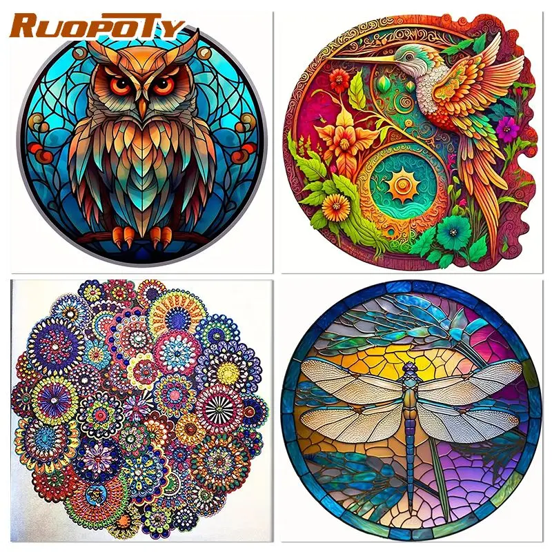 

RUOPOTY 40x40cm Diamond Painting Mandala And Animals Diamond Art Embroidery Mosaic Picture Handicraft Home Decor