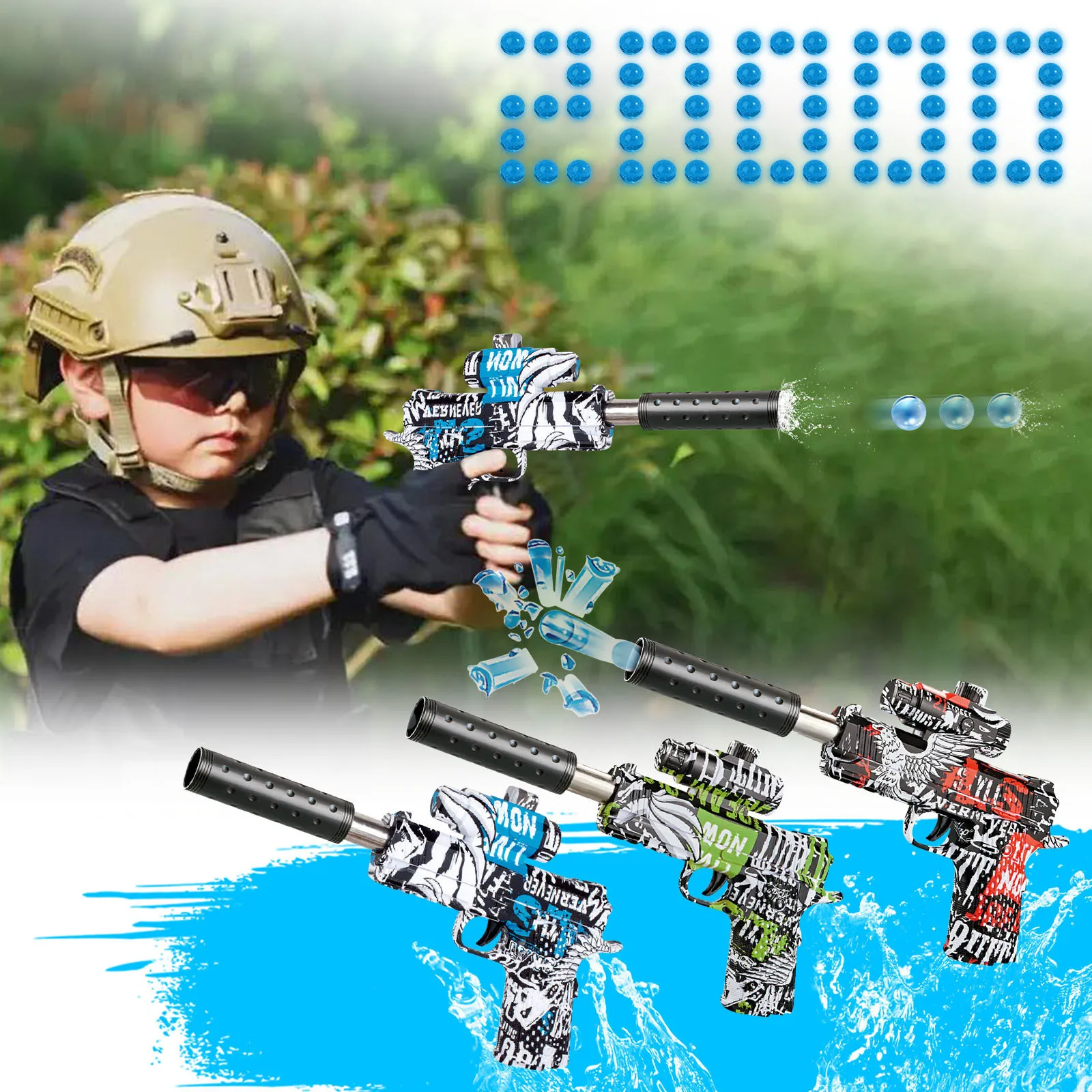 

Electric Splatter Gel Blaster Gun With 20000 Water Beads For Outdoor Activities CS Shooting Team Game Gifts For Teens Adult