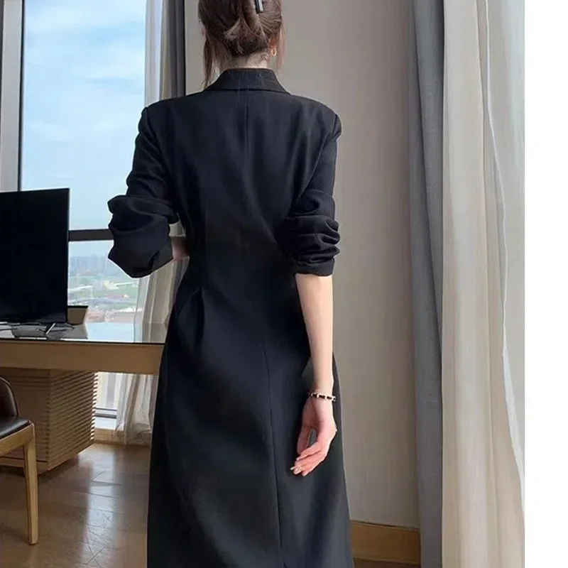 Осень-зима женские платья костюм воротник с длинным рукавом большие размеры