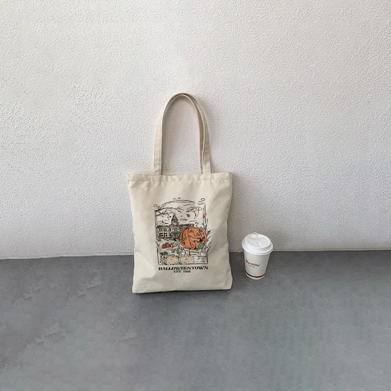 Сумка-тоут Holloween Town Est 1998 с узором в виде забавной тыквы для Хэллоуина подарок