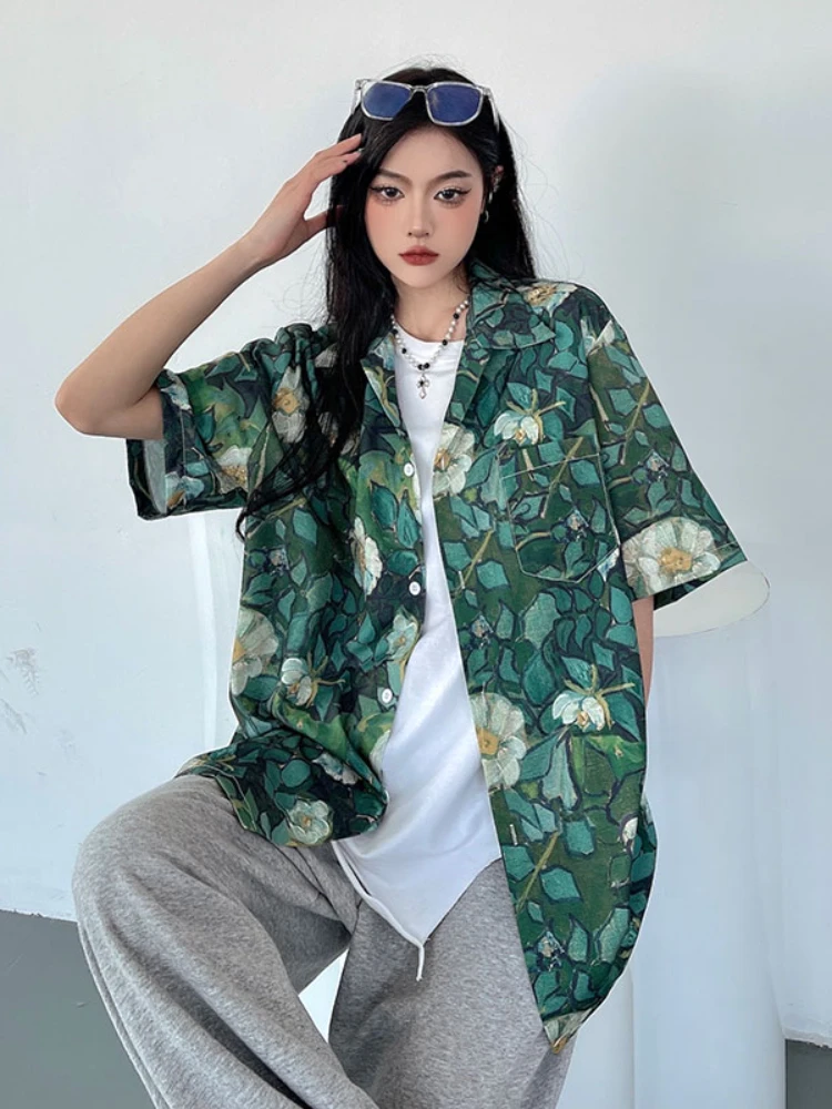 Блузка Harajpoo женская с цветочным принтом свободная повседневная длинная рубашка