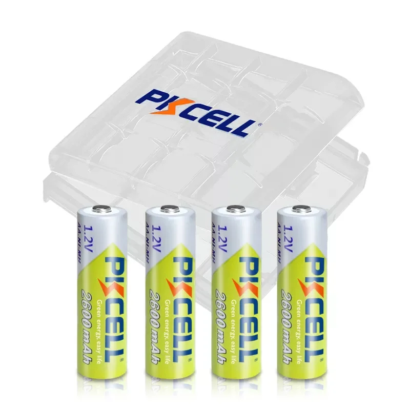 

4PC PKCELL 1.2V AA Rechargeable Batteries 2600mAh Ni-MH AA Rechargeble Battery for camera Anti-dropping toy car+ AA Battery Box