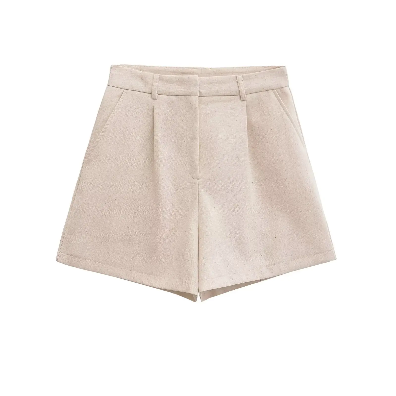 TRAF женские модные шорты-бермуды с боковыми карманами спереди винтажные высокой