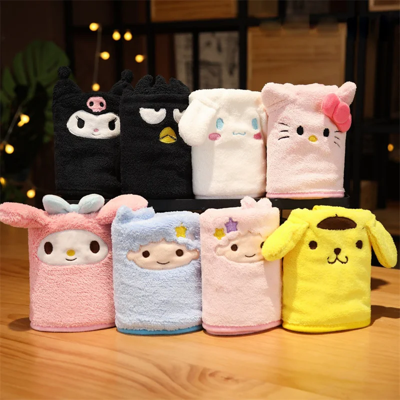 My Melody Kuromi Cartoon Household Thickened Absorbent Face Towel Coral Fleece Hand Towel Gift
