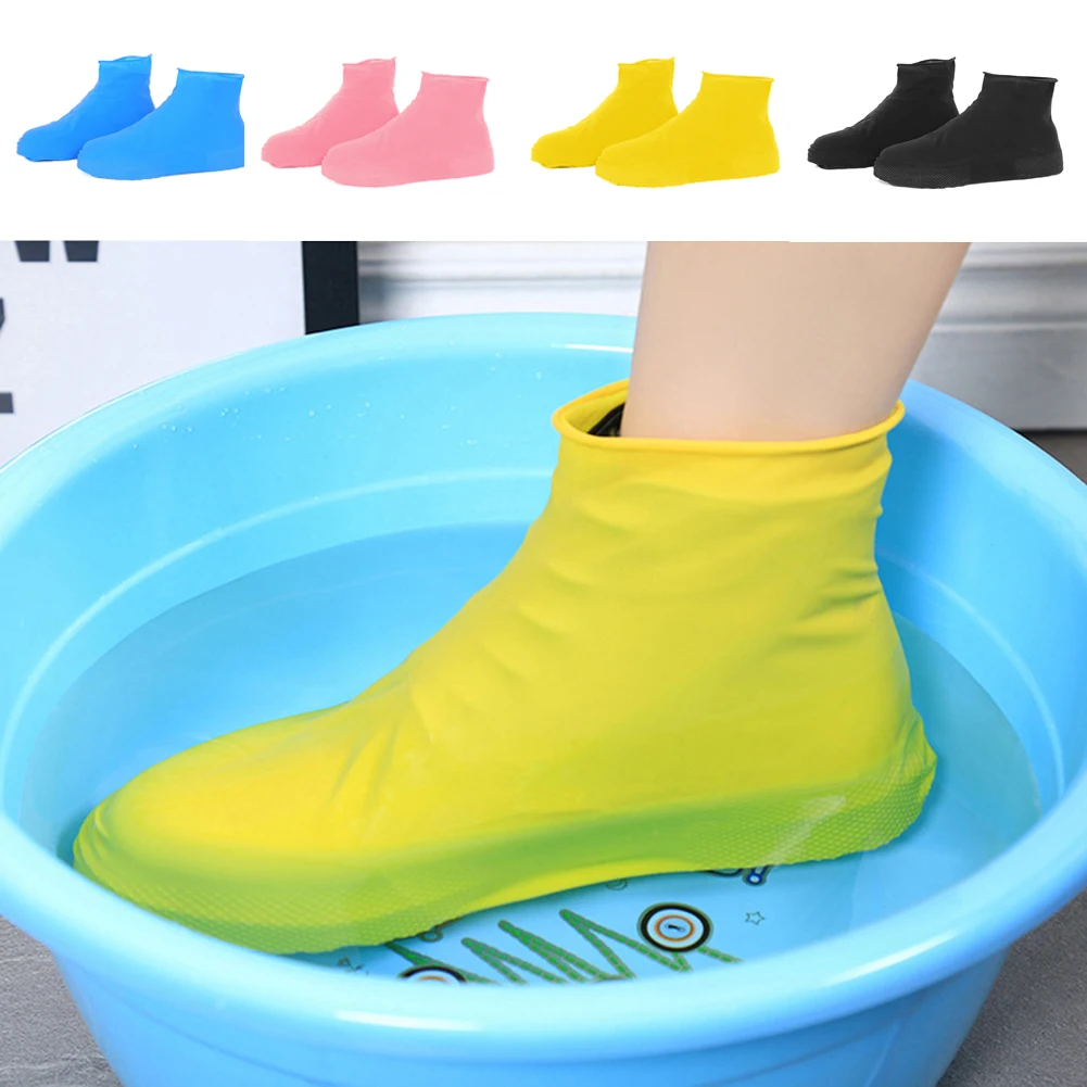

2pcs Waterproof Rain Boots Silicone Shoes Cover Unisex Outdoor Wear-resistant Non-Slip Reusable Elastic Shoes Accessories